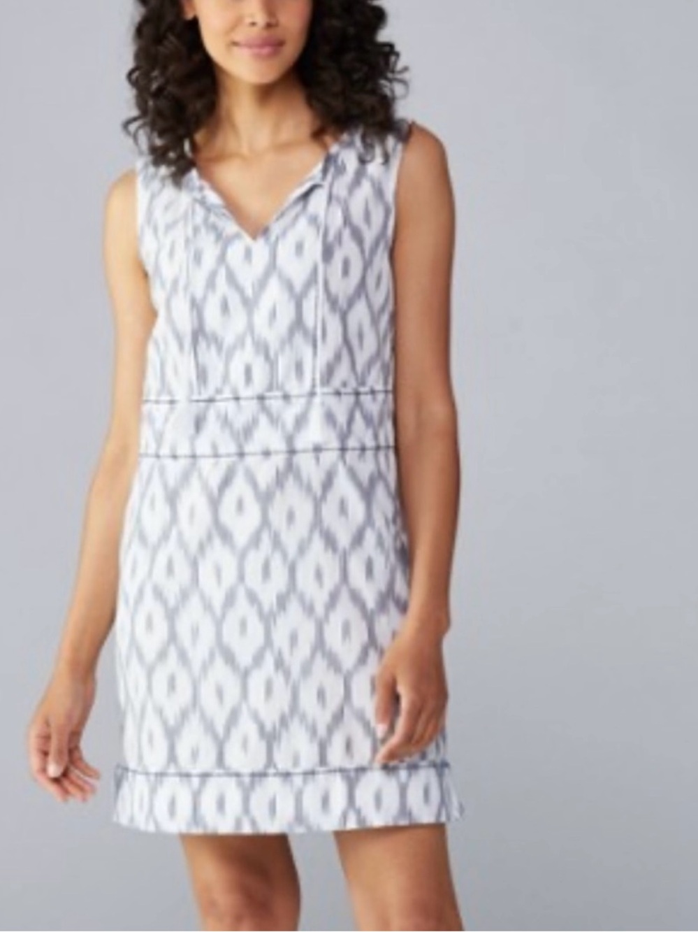 Toad & Co Shakti Sleeveless Organic Cotton Casual Mini Dress Egret Ikat Size L